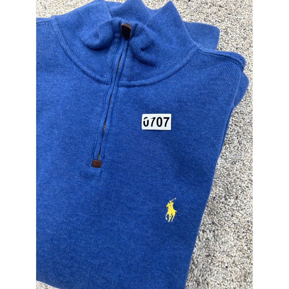 Polo Ralph Lauren Mens Royal Blue 100% Cotton Quarter Zip Pullover Medium #0707 - Picture 8 of 8